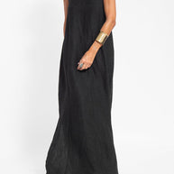 WW | Neues Modisches Lässiges Baumwoll Und Leinen Kleid Mit Schlitz Und Trägern