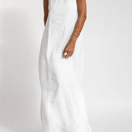 WW | Neues Modisches Lässiges Baumwoll Und Leinen Kleid Mit Schlitz Und Trägern