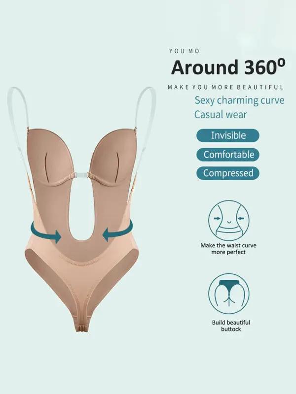 WW | Rückenfrei Tiefe V Rückenfreier Plunge Formende Bodysuit Bodysuit