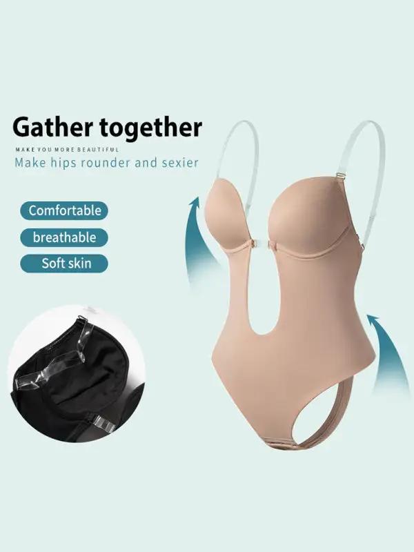 WW | Rückenfrei Tiefe V Rückenfreier Plunge Formende Bodysuit Bodysuit