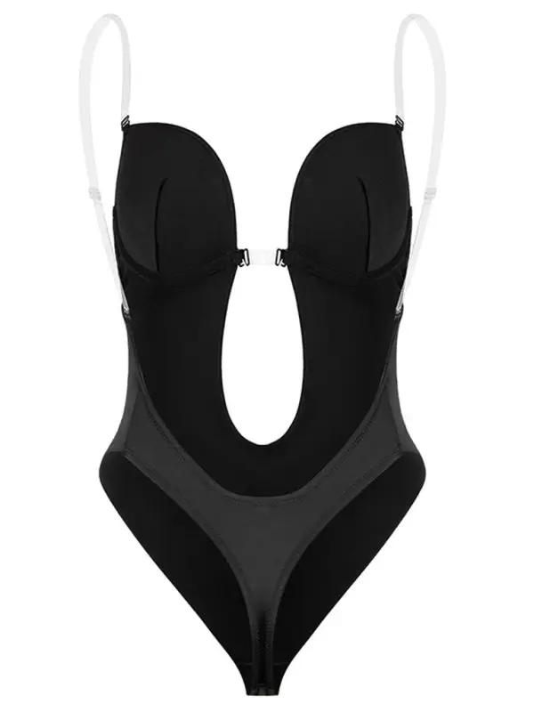 WW | Rückenfrei Tiefe V Rückenfreier Plunge Formende Bodysuit Bodysuit