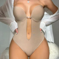 WW | Rückenfrei Tiefe V Rückenfreier Plunge Formende Bodysuit Bodysuit