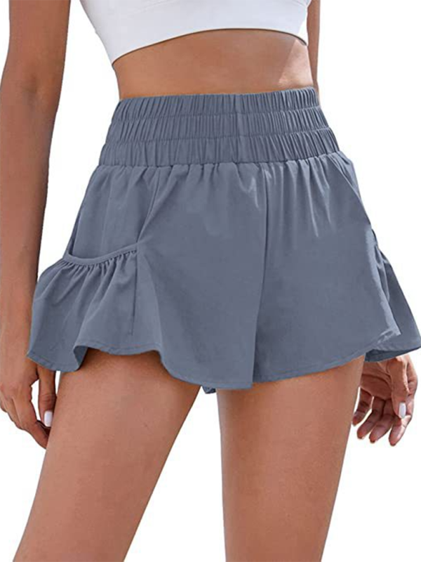 WW | Damen Fitness Lauf Quick-Dry Hohe Taille Shorts mit Taschen