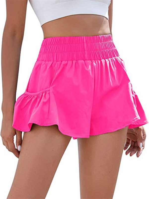 WW | Damen Fitness Lauf Quick-Dry Hohe Taille Shorts mit Taschen
