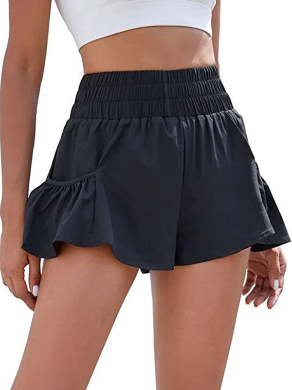 WW | Damen Fitness Lauf Quick-Dry Hohe Taille Shorts mit Taschen