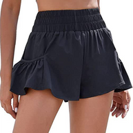 WW | Damen Fitness Lauf Quick-Dry Hohe Taille Shorts mit Taschen