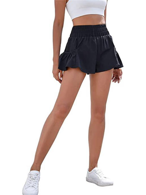 WW | Damen Fitness Lauf Quick-Dry Hohe Taille Shorts mit Taschen