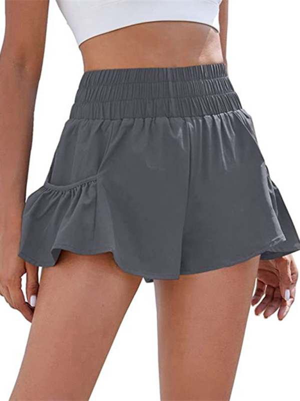 WW | Damen Fitness Lauf Quick-Dry Hohe Taille Shorts mit Taschen