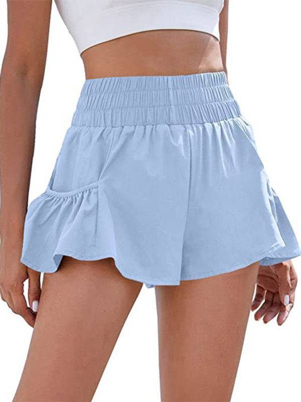 WW | Damen Fitness Lauf Quick-Dry Hohe Taille Shorts mit Taschen