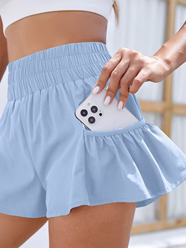 W&W Mode | Damen Fitness Lauf Quick-Dry Hohe Taille Shorts mit Taschen