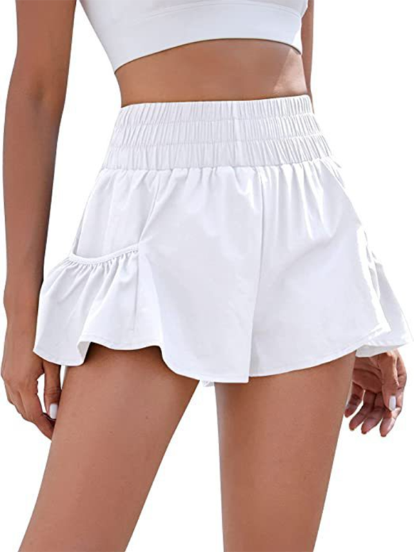 WW | Damen Fitness Lauf Quick-Dry Hohe Taille Shorts mit Taschen