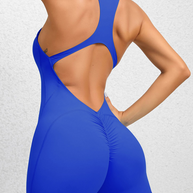 WW | Enganliegende Reißverschluss-Sport-Yoga-Hosen Pfirsich Hüften Einteiler schnelltrocknend plissierter Fitness-Jumpsuit