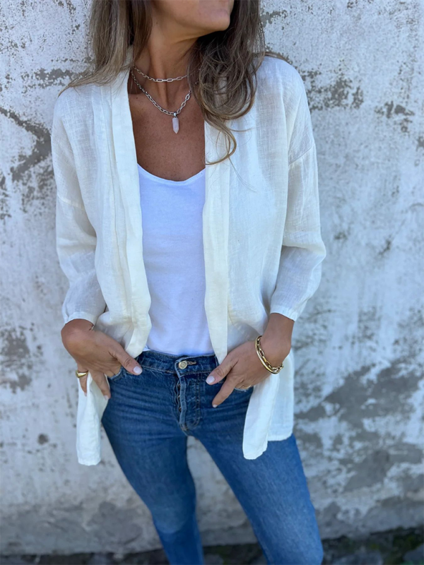 WW | Damen Casual Lockere Taschentop Cardigan Jacke