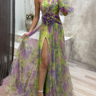 WW | Neue Party-Mesh-Schulter-Schlitzenkleid INS Lässige Modekleider