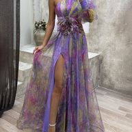 WW | Neue Party-Mesh-Schulter-Schlitzenkleid INS Lässige Modekleider