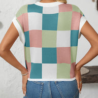 WW | Colorblock Rundhalsausschnitt Schachbrett Pullover