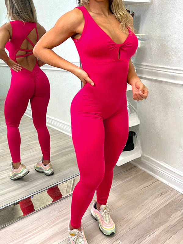 WW | Damen sexy rückenfreies Yoga Fitness Overall