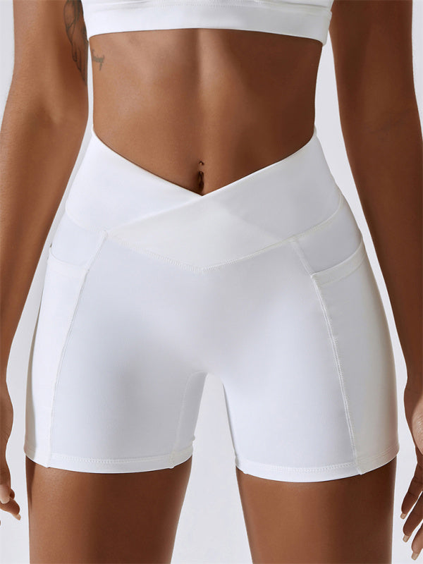 WW | Damen Naked Hip Pocket Crossover Taille Leggings Sport Shorts