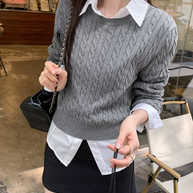 WW | Strickpullover mit R halsausschnitt