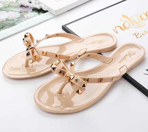 W&W Mode Nieten-Schleifenknoten Flip-Flops Sandalen