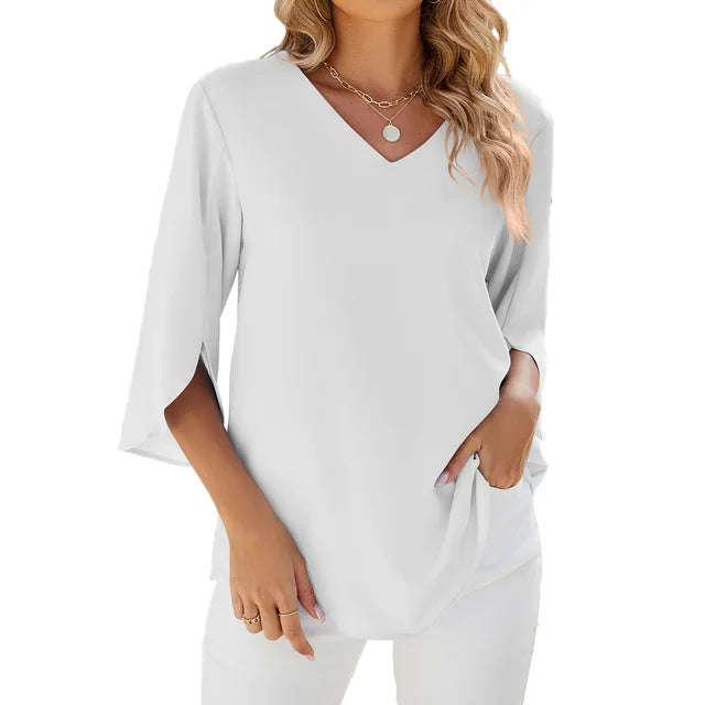 W&W Mode | Bluse Mit V-Ausschnitt – Elegante Und Vielseitige Wahl Für Jeden Anlass