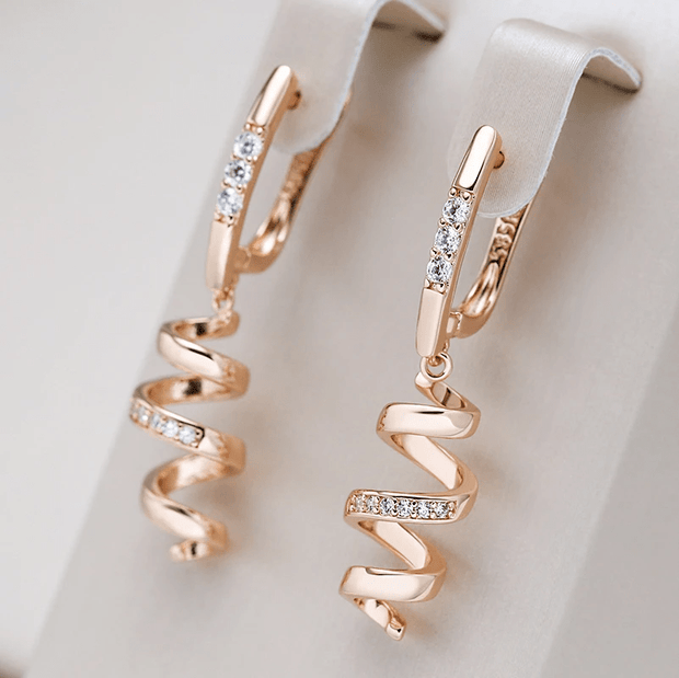 Spiralohrringe Gold/Zirkonia - Strahlender Glamour