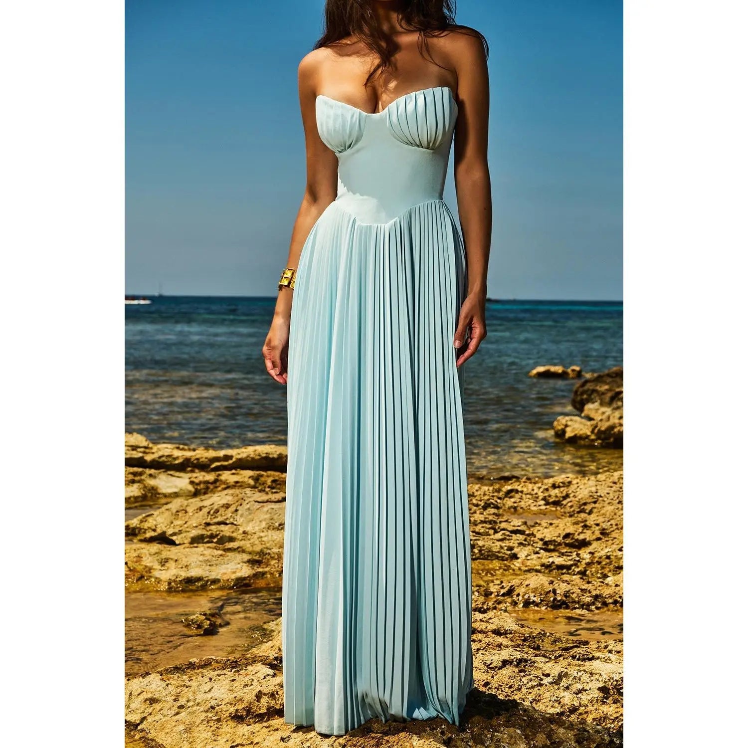 WW | Luxuriöses Schulterfreies Maxikleid