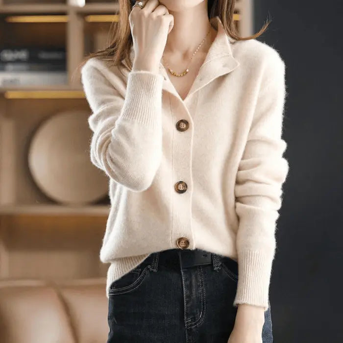Damen Kaschmir-Strickjacke