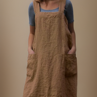 WW | Baumwoll-Leinen Schürzenkleid Mit Taschen