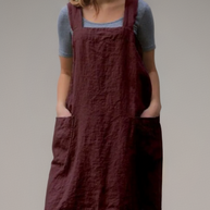 WW | Baumwoll-Leinen Schürzenkleid Mit Taschen