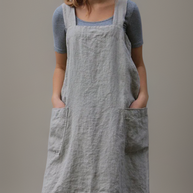 WW | Baumwoll-Leinen Schürzenkleid Mit Taschen