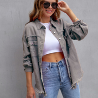 WW - Zerrissenes Oversized Jeansjacke