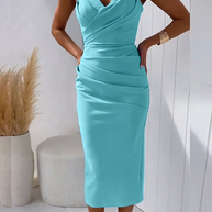 WW | Strapless Bleistiftkleid Figurbetonte Silhouette Bis Zum Knie Elegante Formelle Kleidung