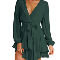 GWEN - Kleid mit V-Ausschnitt und Laternenärmeln