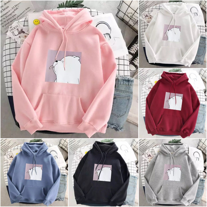 Unisex Oversize-Hoodie mit Eisbär-Aufdruck und weichem Material