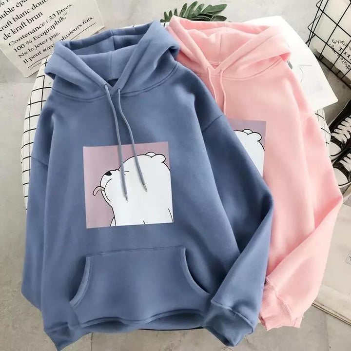 Unisex Oversize-Hoodie mit Eisbär-Aufdruck und weichem Material