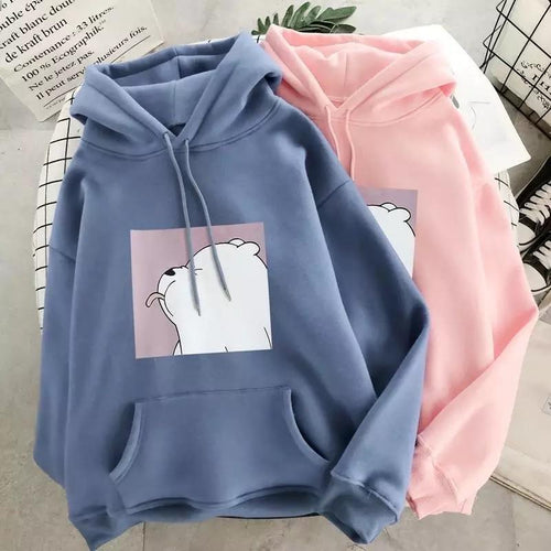 Unisex Oversize-Hoodie mit Eisbär-Aufdruck und weichem Material