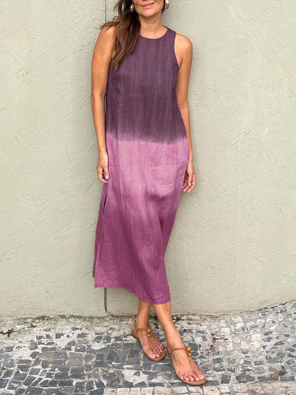 WW | Damen Leinen Midi Kleid