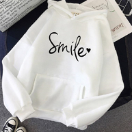 WW | gemütlicher Smile Print Hoodie mit Kordelzug für Frauen