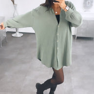 Mega Oversize Musselin Bluse / khaki Art. 1472
