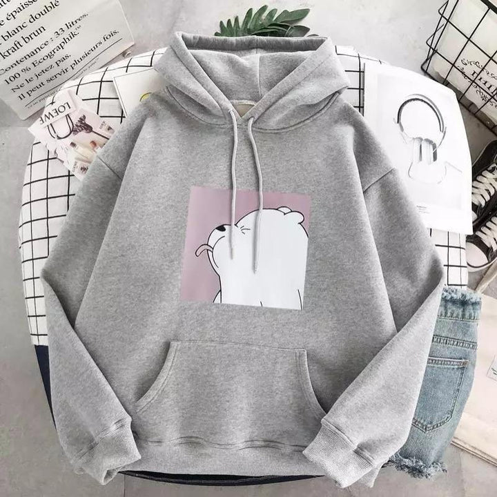 Unisex Oversize-Hoodie mit Eisbär-Aufdruck und weichem Material