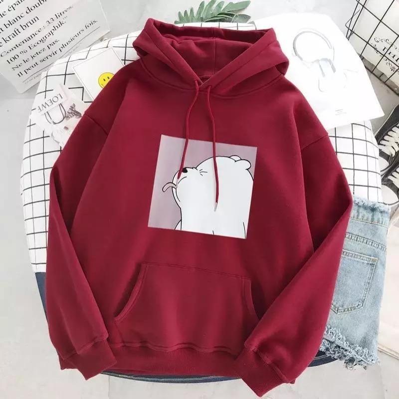 Unisex Oversize-Hoodie mit Eisbär-Aufdruck und weichem Material