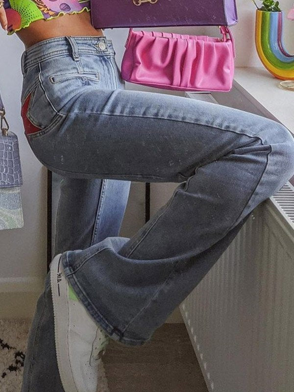 Damen Jeans mit Sternenapplikationen und Slim-Fit-Schnitt