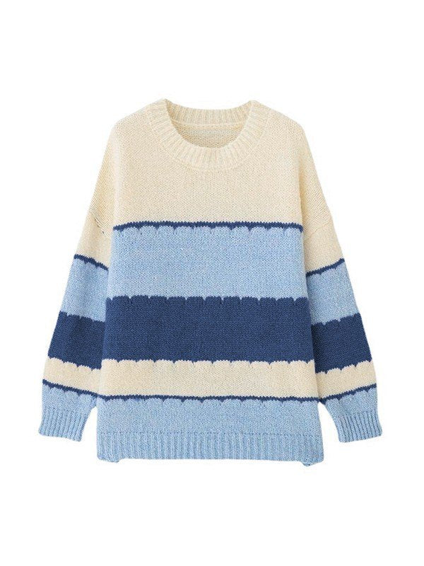 W&W Mode | gestreiftes Sweatshirt mit Rundhalsausschnitt