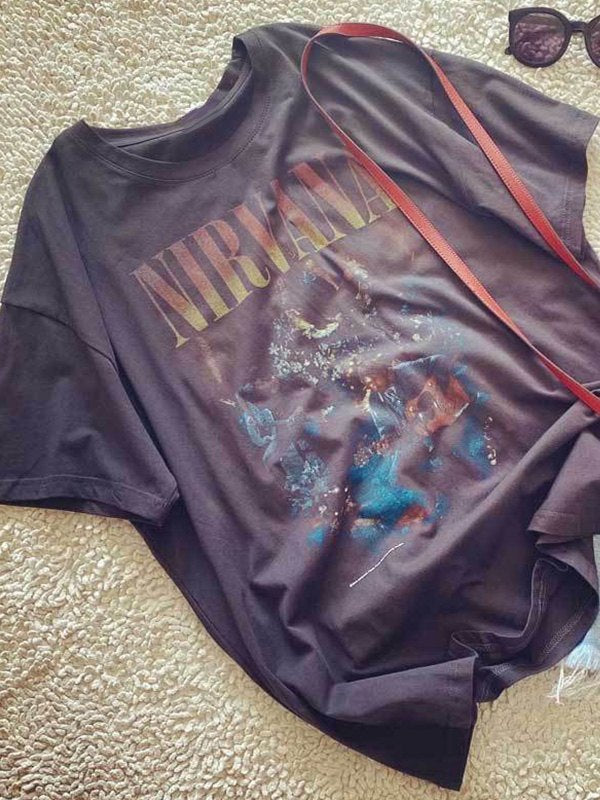 WW | Schwarzes Rock Man Graphic Übergröße Tshirt