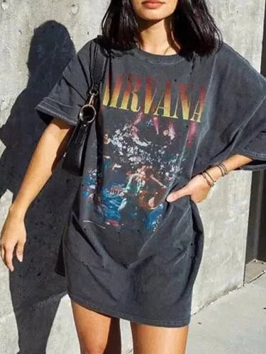 WW | Schwarzes Rock Man Graphic Übergröße Tshirt