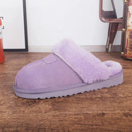 WW | Hausschuhe Rindsleder Obermaterial mit Fell Gefüttert Offene Ferse Für Den Innenbereich