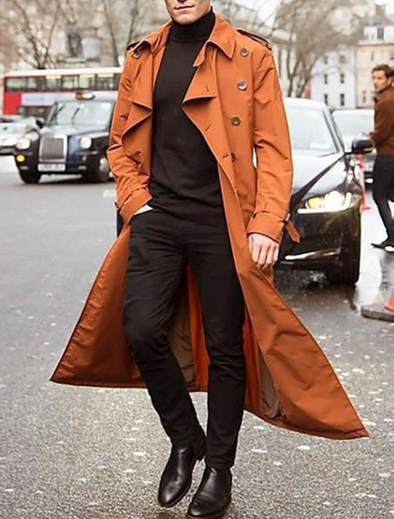 W&W Mode | Trenchcoat Mit Gekerbtem Revers Und Taschen Für Herren