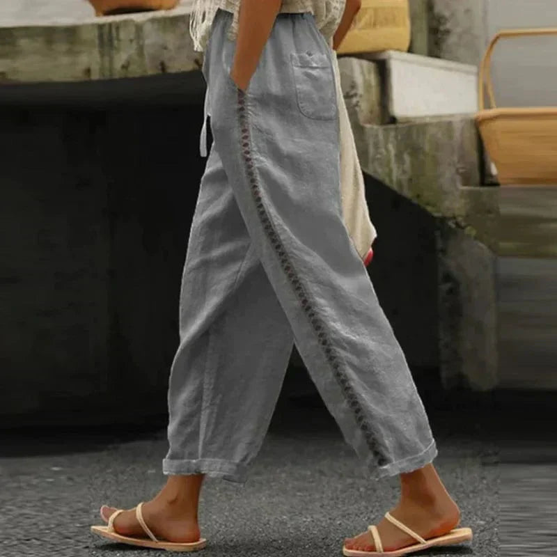 WW | Bestickte Leinen Sommerhose für Damen