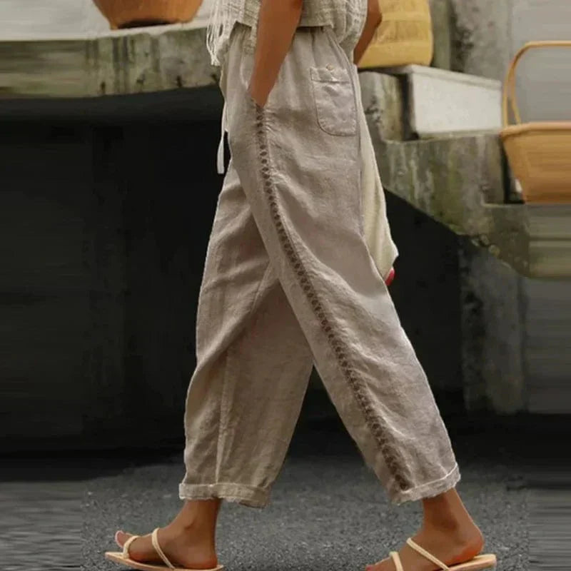 WW | Bestickte Leinen Sommerhose für Damen